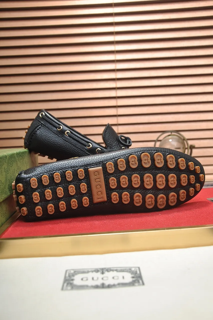 Men's Men's Shoes💰420💶【GUCCI】 (High-end Niuli) New 🍀Gucci*——Gucci Doudou Shoes! Made of imported original cowhide, the inner top layer is comfortable cowhide lining! Original wear-resistant rubber outsole! High quality products! Code number 38-44!